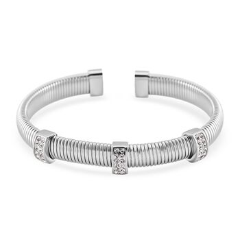 Wei&szlig;er Kristall Armband, flexibel (ca. 18 - 19 cm), 316L Edelstahl