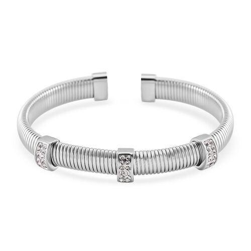 Weißer Kristall Armband, flexibel, Reiner Edelstahl image number 0