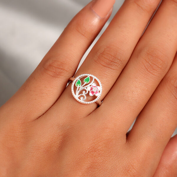 Diamant Blumen Ring 925 Silber image number 3