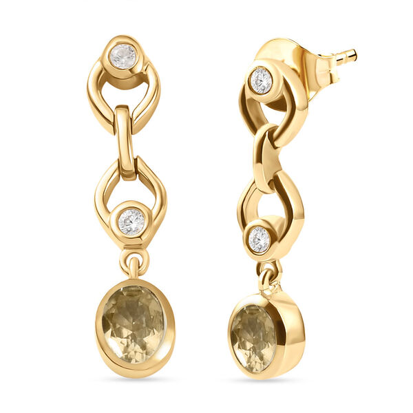 AAA Turkizit und weiße Zirkon-Ohrringe, 925 Silber Gelbgold Vermeil ca. 0,84 ct image number 4