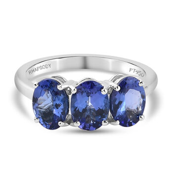 RHAPSODY AAAA Tansanit 3-Stein-Ring, 950 Platin (Gr&ouml;&szlig;e 20.00) ca. 3,02 ct