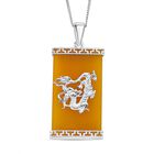 Gelbe Jade Drachen-Anh&auml;nger mit Kette, 925 Silber rhodiniert, ca. 16.76 ct