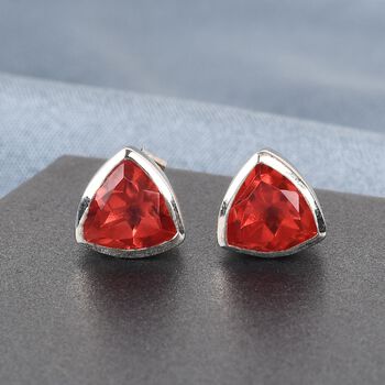 Sonnenfeuer Orange Triplett Quarz Ohrstecker 925 Silber platiniert ca. 3,81 ct