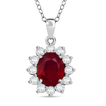 D'Joy afrikanischer Rubin und Zirkon Anh&auml;nger mit 50cm Kette - 7 ct.