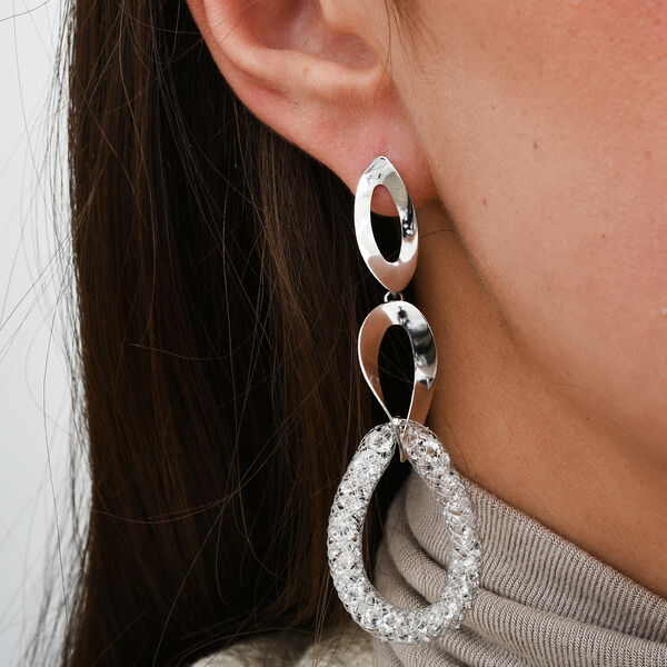 Wei&szlig;er Kristall Ohrringe Reines Messing image number 3