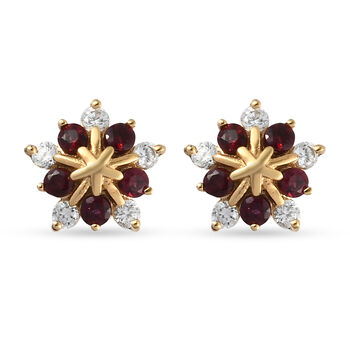 Anthill Granat und Zirkon Ohrstecker 925 Silber vergoldet ca. 1,83 ct