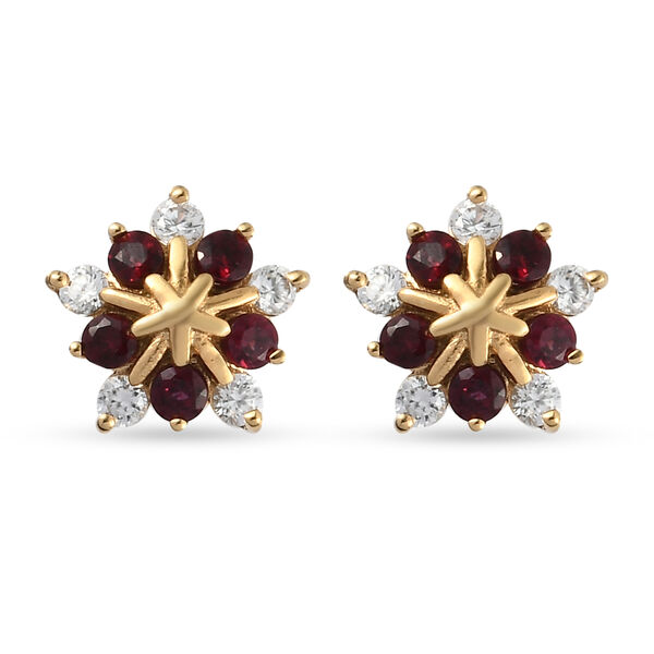 Anthill Granat und Zirkon Ohrstecker 925 Silber vergoldet ca. 1,83 ct