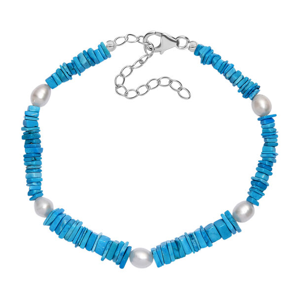 T&uuml;rkis und S&uuml;&szlig;wasser Perle 19+5cm Armband image number 4