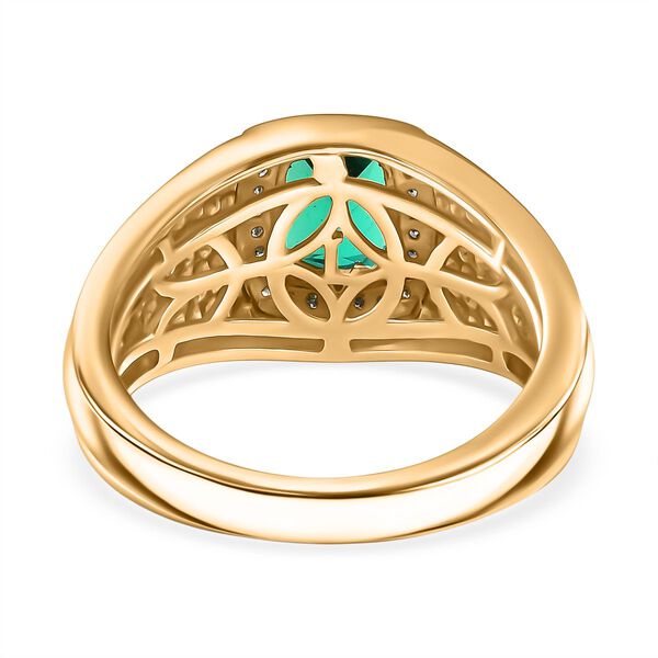 AAA Lab Created Kolumbianischer Smaragd, Lab Grown Diamant Ring 925 Silber 750 Gelbgold Vermeil (Größe 19.00) ca. 1,41 ct image number 5