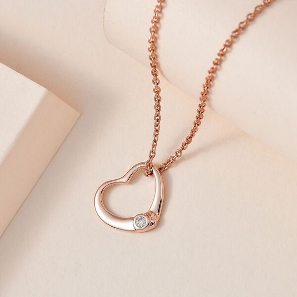 Moissanit Herz Anhänger mit 50cm Kette in Silber mit Roségold Vermeil image number 2