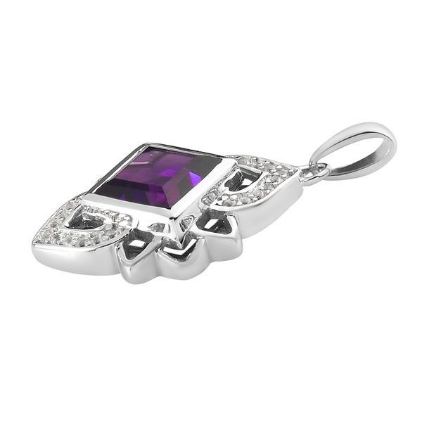 Afrikanischer Amethyst und Zirkon Anh&auml;nger 925 Silber platiniert image number 4