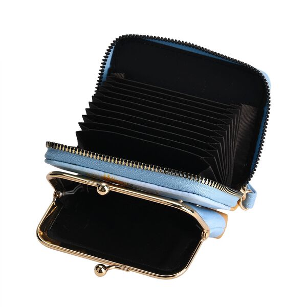 2-in-1-Geldbörse mit Sonnenblumen-Motiv, 11x5x8 cm, Blau image number 7