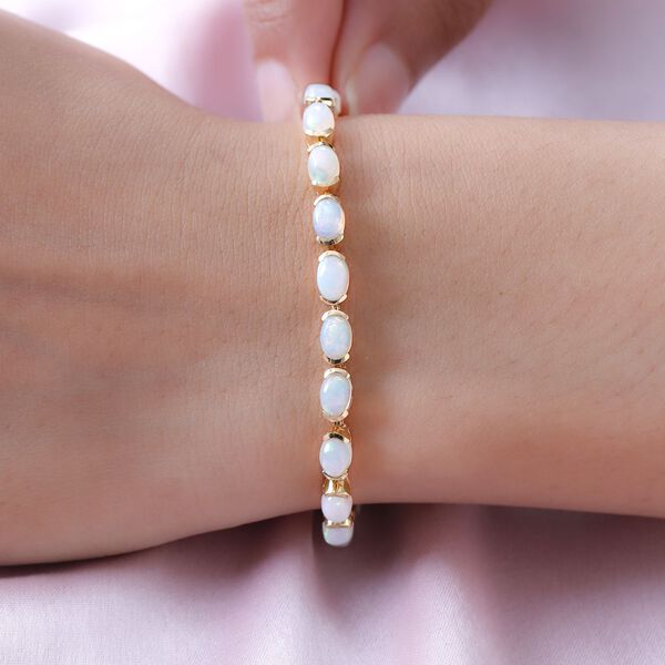 Nat&uuml;rliches, &auml;thiopisches Opal-Armband, ca. 19 cm, 925 Silber Gelbgold Vermeil ca. 7.95 ct image number 3