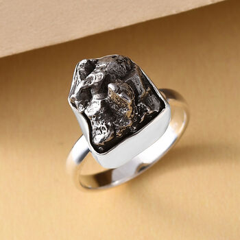 Handgearbeiteter Meteorit-Ring, 925 Silber  ca. 21,30 ct
