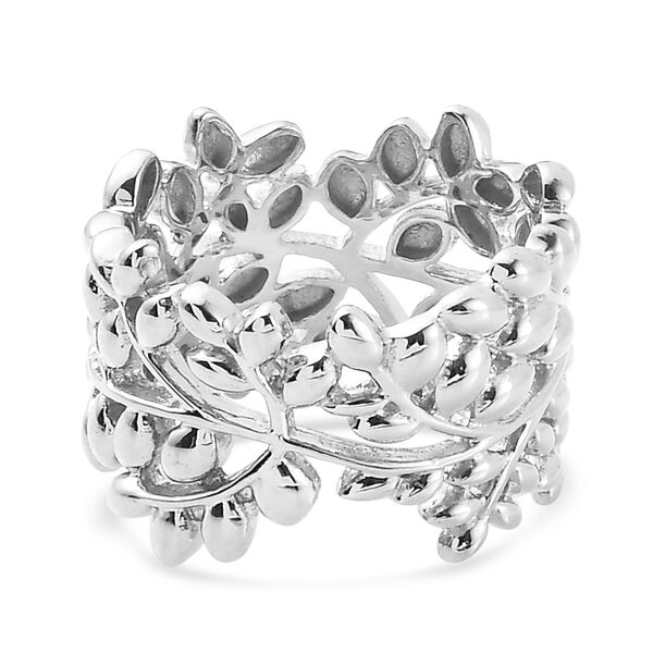 ALLORO platinierter Silber-Ring mit Blattmotiven image number 6