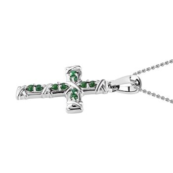 XOXO gr&uuml;ner kubischer Zirkonia-Keruz-Anh&auml;nger mit 50cm Kette - 0,2 ct.