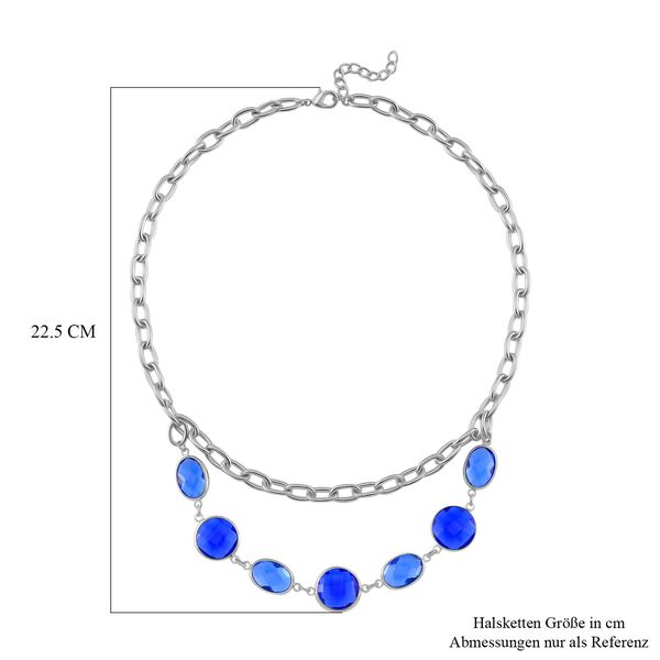 Blaue Kristall Glieder-Halskette, 52 cm image number 5