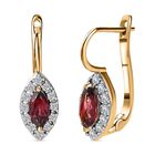 AAA Orissa Rose Granat, Wei&szlig;er Zirkon Ohrringe, 925 Silber Gelbgold Vermeil, ca. 1.42 ct