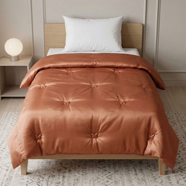 Serenity Night: Premium-Kollektion Herbst-Winter-Steppdecke aus 100 % Bambus mit hochwertiger Kunstdaunenf&uuml;llung &ndash; 135 x 200 cm, Kupferfarben image number 2