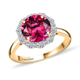LUXURIANT DIAMOND - AAA Lab Grown Bixbit, Lab Grown Diamant Ring, AGI zertifiziert und geprüft, 417 Gold (Größe 19.00) (10-15 Werktage Lieferzeit) ca. 3.66 ct