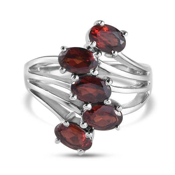 Roter Granat bypass Ring Edelstahl  ca. 2,88 ct