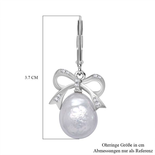 GP Regina Kollektion - wei&szlig;e Barockperle, blaue Saphir und Zirkon-Ohrringe - 0,31 ct. image number 4