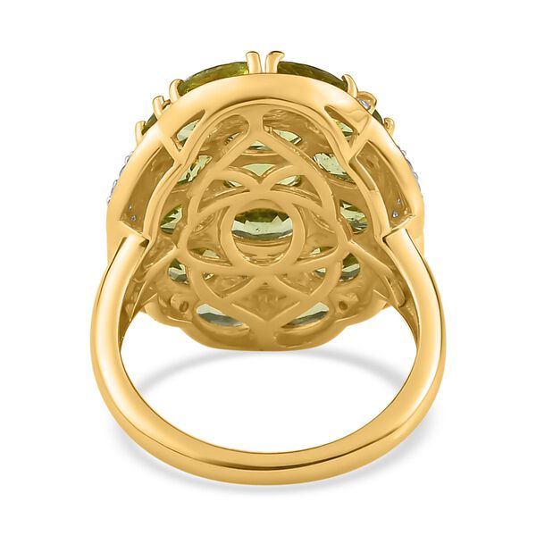 Nat&uuml;rlicher Peridot und Zirkon-Cluster-Ring - 7,04 ct. image number 6