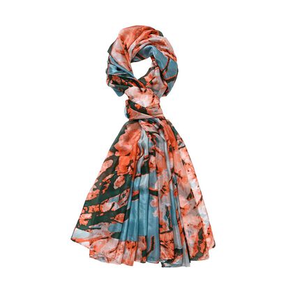 LA MAREY - 100% Maulbeeren-Seidenschal, Chiffon, 195x110cm, Orange