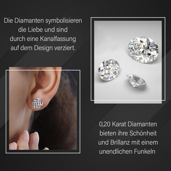 Liebesknoten Wei&szlig;e Diamant-Ohrstecker - 0,20 ct. image number 3