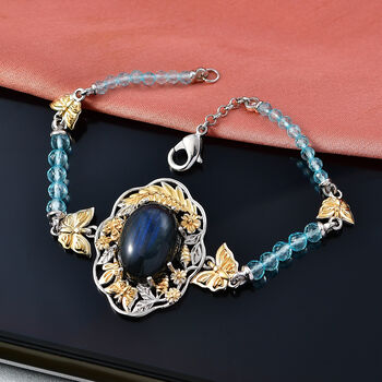 EVER TRUE AAA Labradorit, Apatit Armband ca. 19 cm Nickelfreies Messing Zweifarbige Beschichtung ca. 20,05 ct.