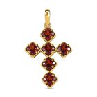 Natürlicher Mosambik Granat Kreuz Anhänger, 925 Silber vergoldet, ca. 4.12 ct