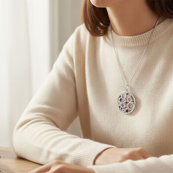 LUSTRO STELLA - Lila Zirkonia Anh&auml;nger 925 Silber rhodiniert