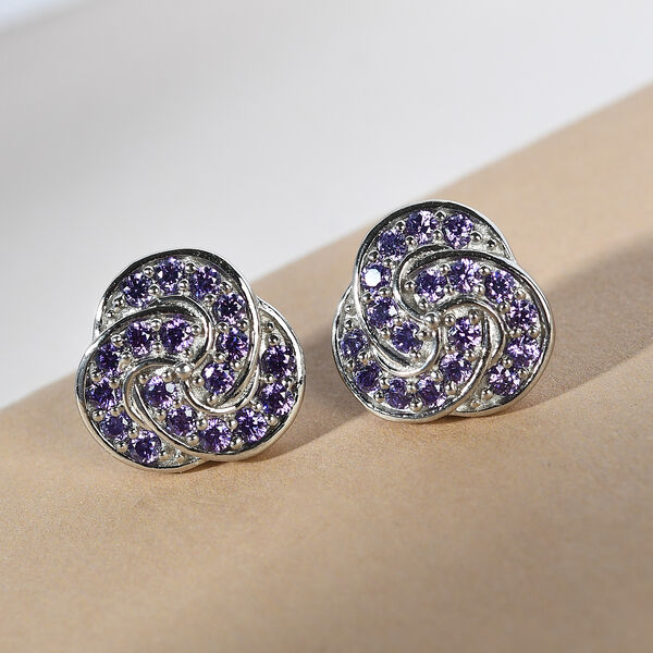 Amethyst Zirkonia Ohrstecker 925 Silber Messing Ionenbeschichtetes Platin ca. 1,66 ct image number 2