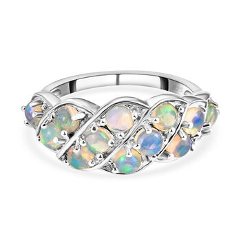 Nat&uuml;rlicher, &auml;thiopischer Opal-Ring, 925 Silber platiniert (Gr&ouml;&szlig;e 16.00) ca. 1,16 ct