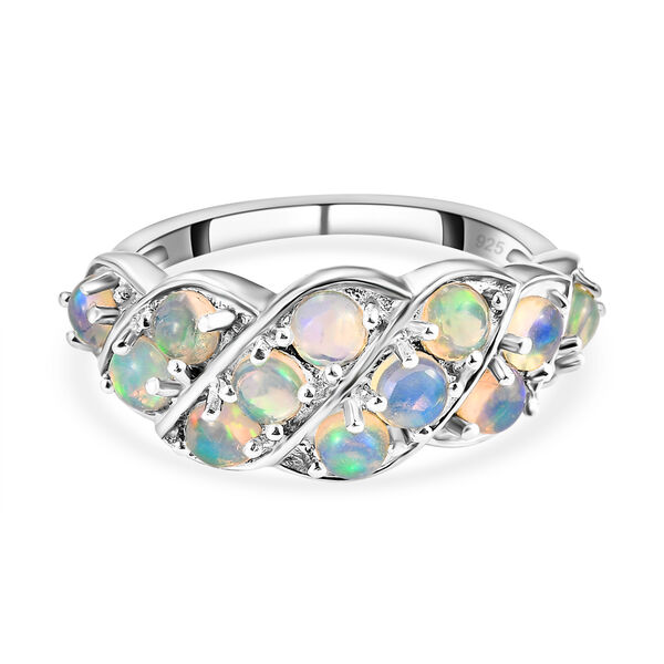 Nat&uuml;rlicher, &auml;thiopischer Opal-Ring, 925 Silber platiniert  ca. 1,16 ct