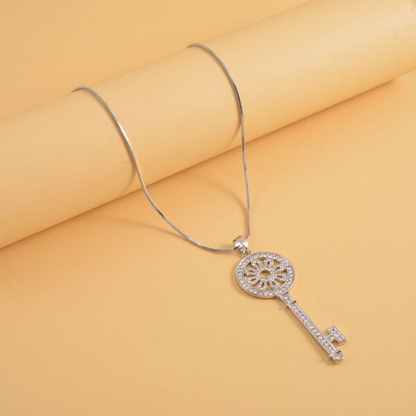 Wei&szlig;er Kristall-Anh&auml;nger mit Kette - 4 ct. image number 2