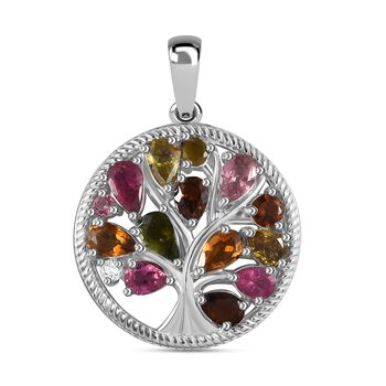 AA Mehrfarbig-Turmalin Anh&auml;nger 925 Silber platiniert ca. 2,74 ct.