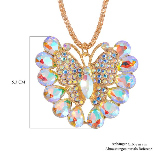 Mehrfarbiger Kristall Schmetterling Halskette, 70 cm image number 7