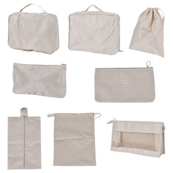 8-teiliges Oxford-Aufbewahrungs-Set, L, M, S Netzbeutel, Flachbeutel, Schuhbeutel, Bindebeutel, Unterw&auml;sche- und Kosmetikbeutel