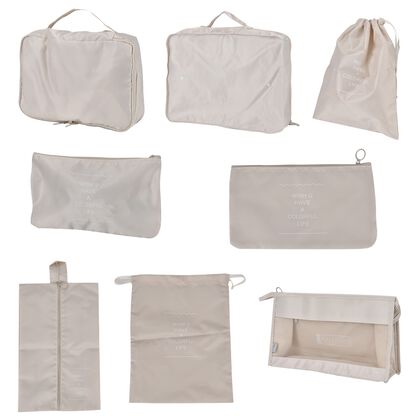 8-teiliges Oxford-Aufbewahrungs-Set, L, M, S Netzbeutel, Flachbeutel, Schuhbeutel, Bindebeutel, Unterw&auml;sche- und Kosmetikbeutel