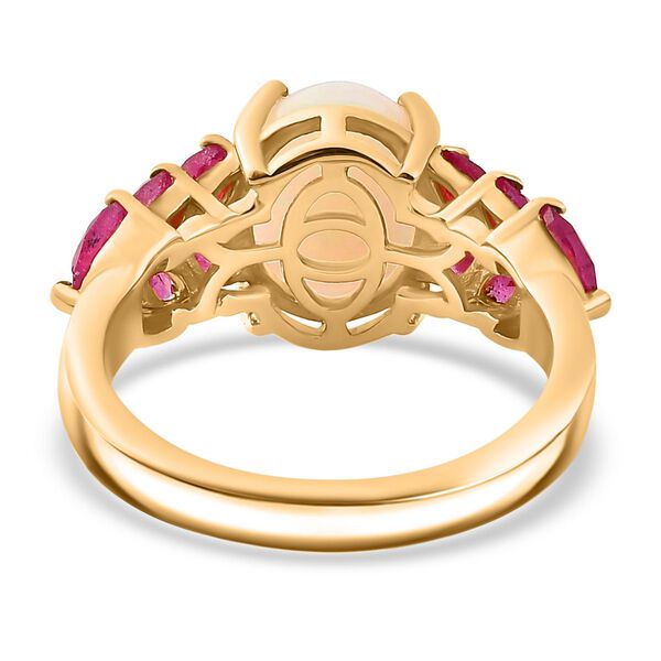 AA nat&uuml;rlicher, &auml;thiopischer Welo Opal, Zirkon und afrikanischer Rubin-Ring - 3,12 ct. image number 7