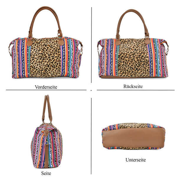 Reise-Tasche im Leopardenmuster mit Mehrfarbigen Streifen image number 4