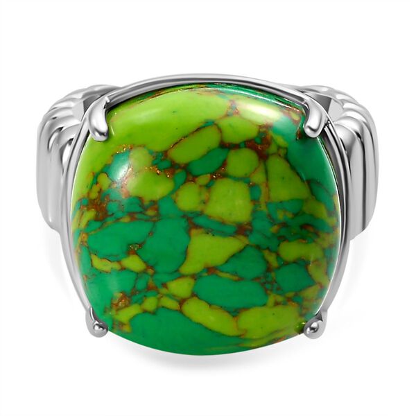 Gr&uuml;nes T&uuml;rkis Ring, Edelstahl (Gr&ouml;&szlig;e 16.00) ca. 12.43 ct