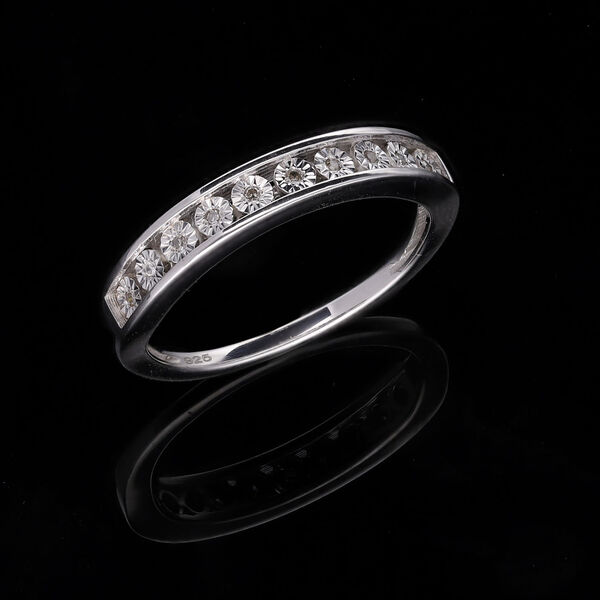 Half Eternity Diamant Ring, 925 Silber platiniert image number 8