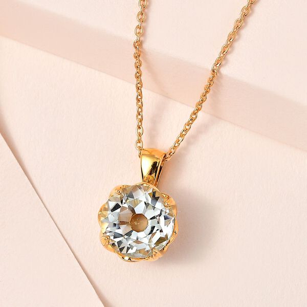 Prasiolith und Zirkon Anh&auml;nger mit 45cm Kette - 7,15 ct. image number 2