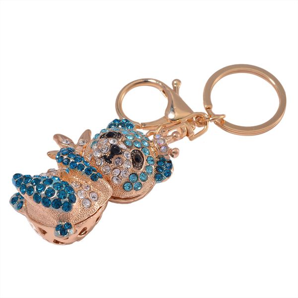 2er Set - Mehrfarbiger Kristall, Panda-Set: Schl&uuml;sselanh&auml;nger und Spiegel, emailliert, goldfarben image number 6