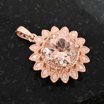 LUXORO zertifiziert und gepr&uuml;ft AAA Morganit und Diamant Anh&auml;nger in 417 Ros&eacute;gold - 3,50 ct.