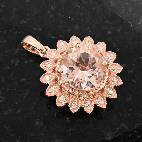 LUXORO zertifiziert und geprüft AAA Morganit und Diamant Anhänger in 417 Roségold - 3,50 ct. image number 2