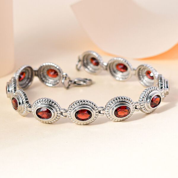 Rotes Granat Armband, ca. 19 cm, Edelstahl ca. 10,93 ct image number 1