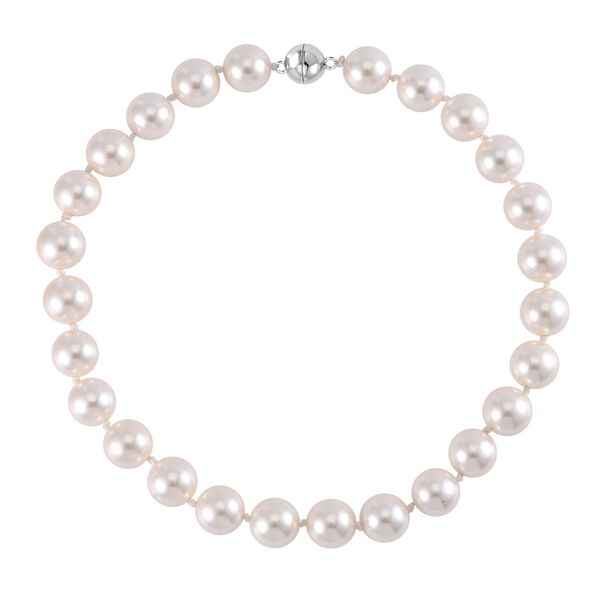 Wei&szlig;e Muschelkernperle Halskette ca. 50 cm Reiner Edelstahl image number 3